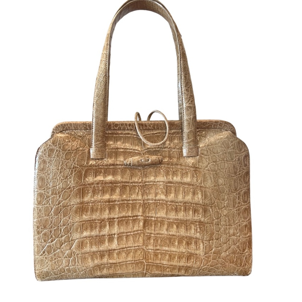 Nancy Gonzalez genuine tan crocodile handbag